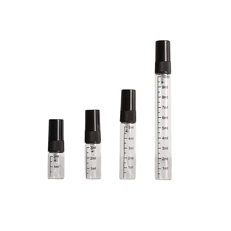 Graduated 2ml 3ml Sample Bottle 5ml 10ml Perfume Glass Scale Spray Travel Package Clear Bottle Glass Tubes with Cap