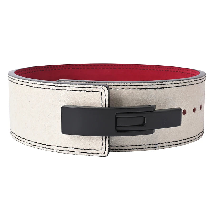 Men's 10mm Gym Lever Belt Custom Logo Fitness Cowhide Leather Powerlifting Lifting Breathable Lumber Back Weight for