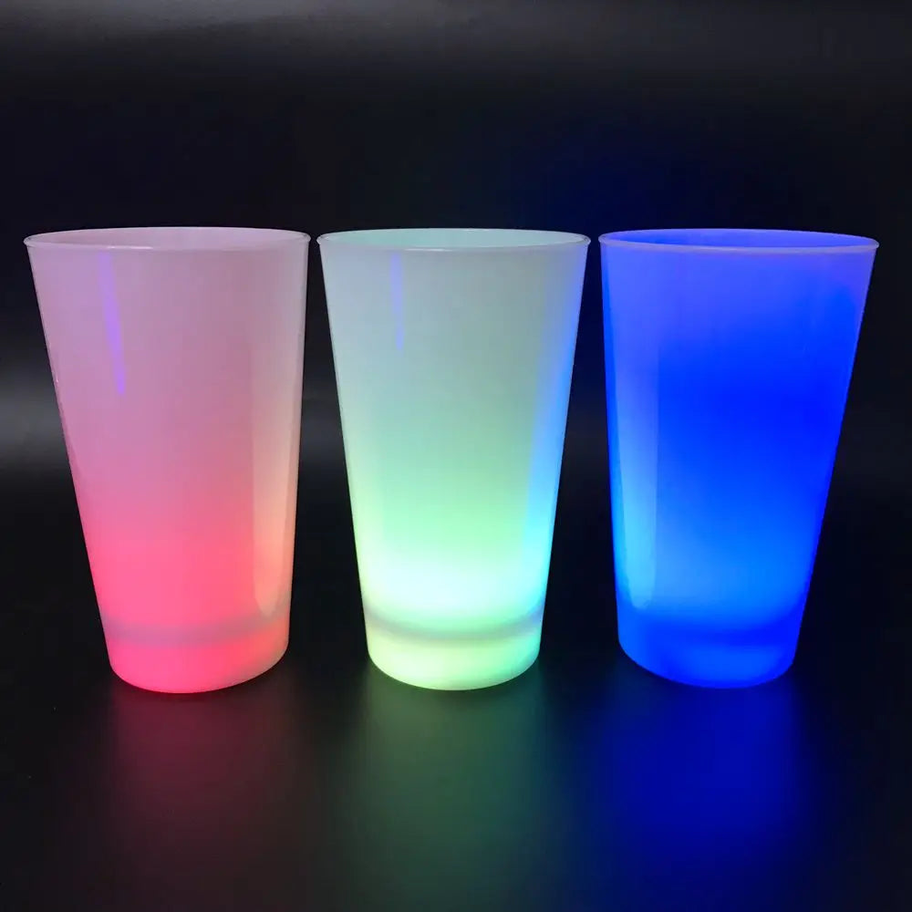 Bar Nightclub Party Supplies OEM Food Grade Custom LOGO 12oz 14oz 16oz Light Luminous Flashing Plastic LED Drink Glass Cups MegaBDM