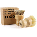 Custom Logo Dish Brush Bamboo Dish Scrub Brushes Set Kitchen Wooden Cleaning Scrubbers Brushes Natural Dishes Washing Brush