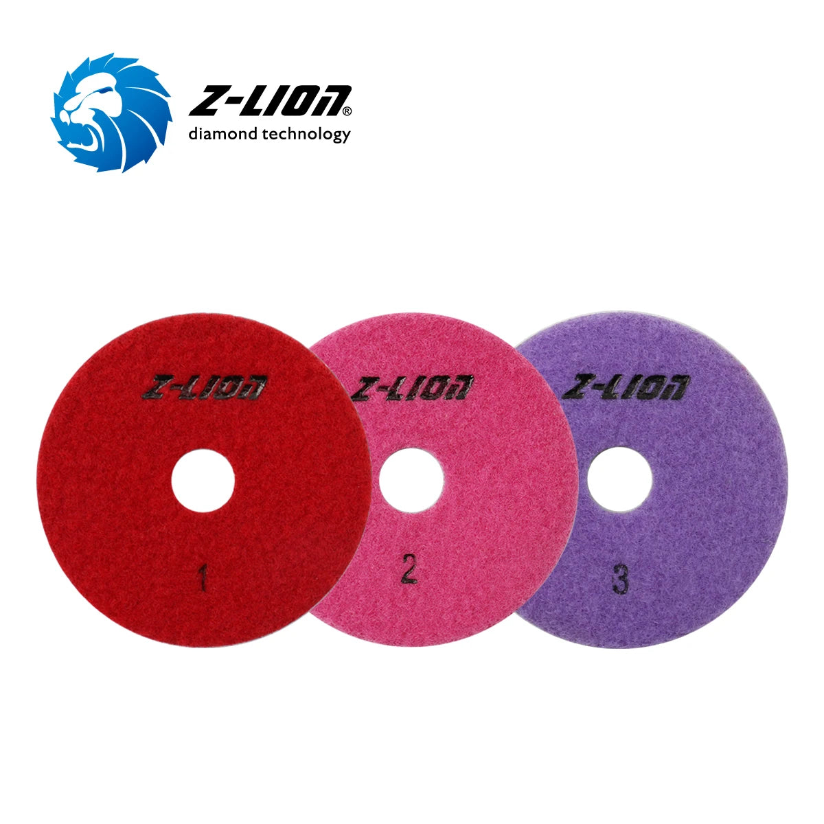 Zlion Granite Marble Quartz Polishing Pads 3 Step 4 Inch Resin Polishing Pads for Stone