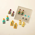 GT Never Fade Retro Colorful Flower Earrings Acrylic Lovely Portrait Plant Leaves Fruit Succulent Earrings