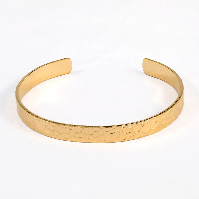 High Quality 18k Gold Plated Stainless Steel Custom Engraved Hammer Hive Bracelet for Man Woman