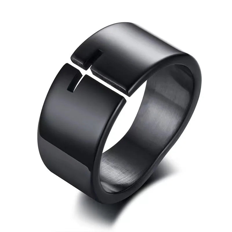 Wholesale Christian Jewelry Stainless Steel Laser Cut Jesus Christ Black Cross Spinner Ring for Men Women