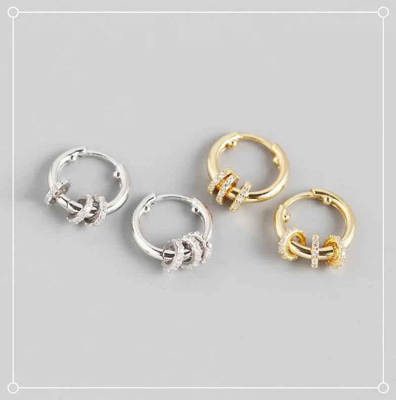 2022 NEW 925 Sterling Silver Minimalist Earrings for Women DIY Small Diamond Cz Circle Gold Plated Dangling Hoop Earrings Set