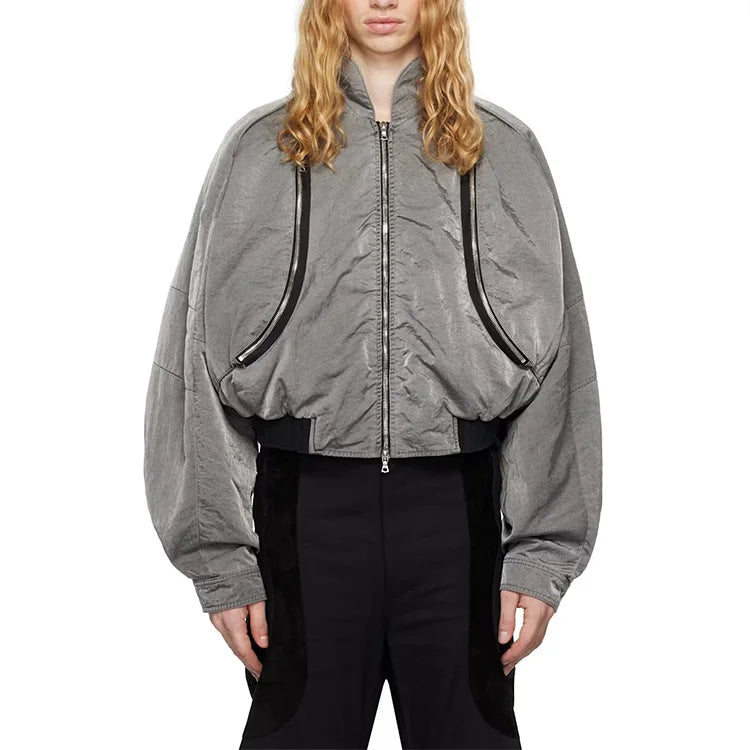 OEM Customizable Thin Taslan Nylon Bomber Windbreaker Jacket with Invisible Hood and Stand Collar 100% Nylon Material