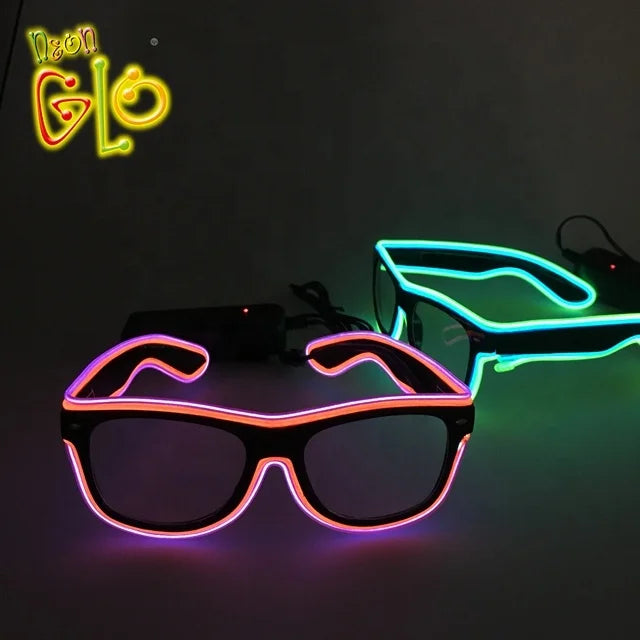 Bicolor Sound Sensor EL Wire Square Sunglasses Glow in Dark Party Supplies Festival Event & Promotional Gifts Light-Up Glasses