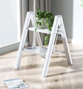 Portable 2-Step Folding Stool Household Workshop Ladder with Bag Iron Aluminum & Rubber Certified EN131 Champagne Color