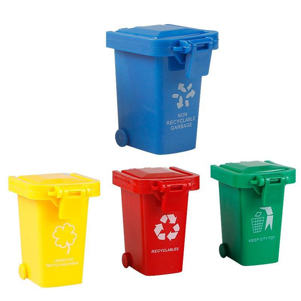 4Pcs/Set Mini Garbage Trash Can Toys Truck Cans Recycling Container Vehicle Bin Kids Playing Toy