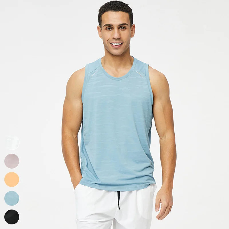 Men's Quick Dry Cloud Pinhole Workout Singlets Casual Breathable Sports Vest Sleeveless Running Fitness Tops Men Gym Tank Top