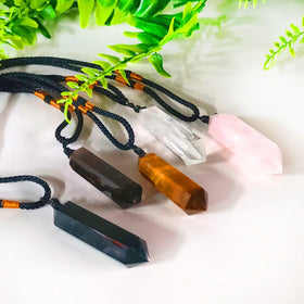 Wholesale Natural Healing Stones Necklace Rose Quartz Gemstone Crystal Point Pendant