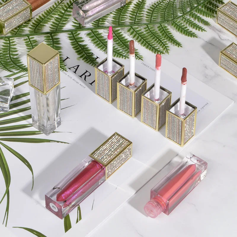 Wholesale Diamond Deco Lipgloss Private Label Cosmetics Liquid Lipstick Makeup Lip Gloss Vegan Lip Gloss Wholesale Bulk