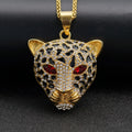 Custom Gold Plated Stainless Steel Diamond Hiphop Leopard Head Necklace Pendant Jewelry for Men