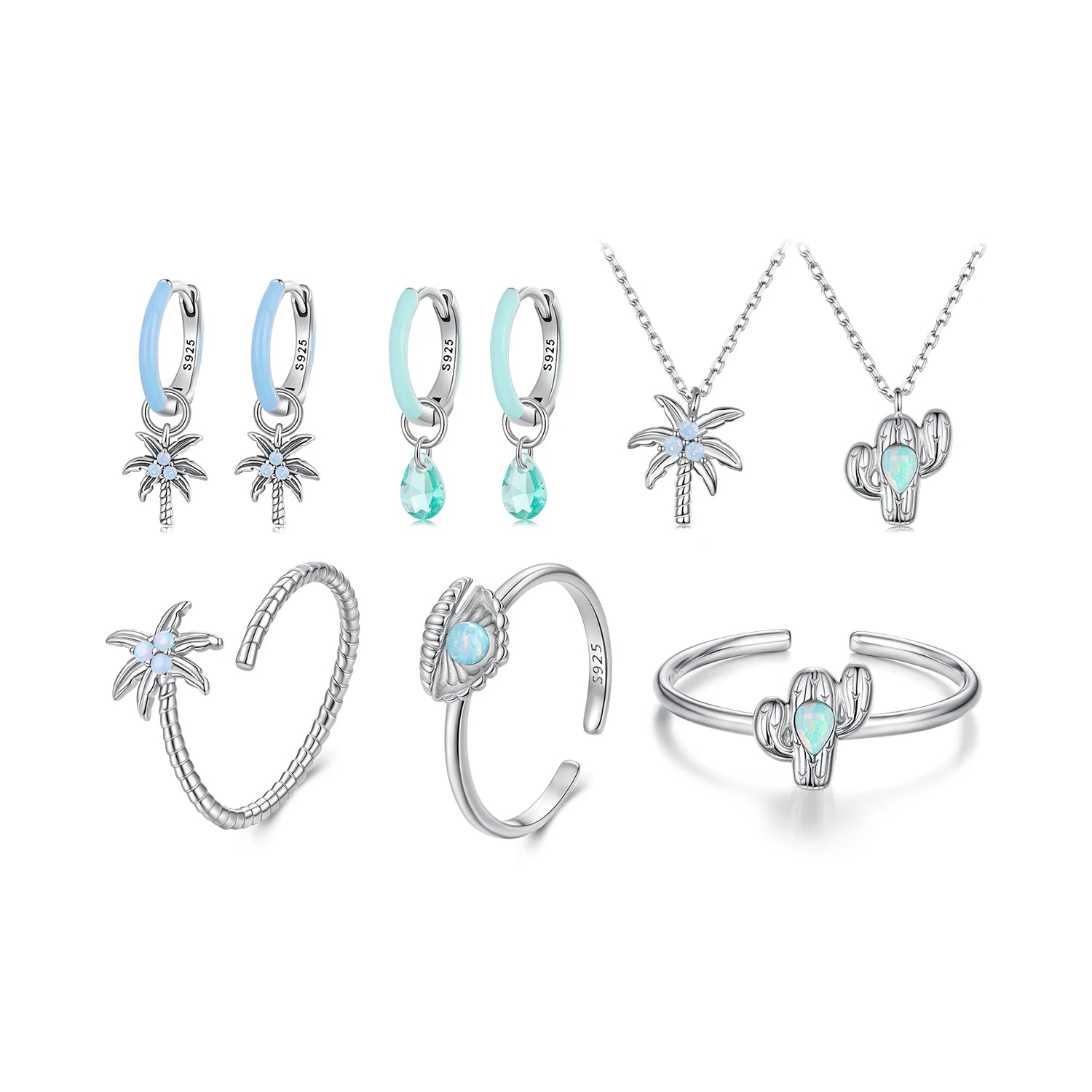 Wholesale Fashion Women's 925 Silver Jewelry Necklace Ring Earring Gift Set Pendant Necklace Holiday Gift