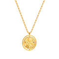18K Gold Plated Stainless Steel Double Flip Pendant Necklace Tarnish-Free with Sun Inlaid Zircon Relief Fashion Chains Accessory