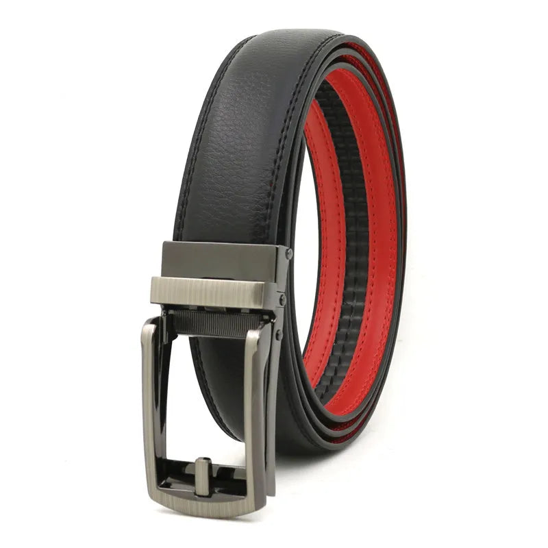 Men's Genuine Leather  Click Belt for Men Ratchet Dress Belt  With Sliding Buckle Adjustable Trim to Exact Fit
