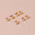 Waterproof Fashion Jewelry Cross Letter Heart Tiny Earring Stud Stainless Steel Nose Stud Tongue Stud  for Women Girls