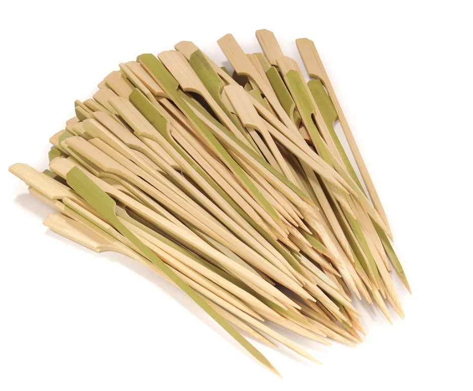 Custom Logo Outdoor Barbecue Bamboo Paddle Skewers Food Grade Disposable Kebab