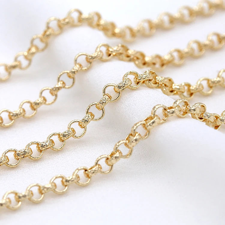 14K Gold Plated Textured Irregular Brass Chain Suitable for DIY Jewelry Necklace and Bracelet Making Accessories Chain Roll