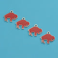 Creative Cartoon Red Dripping Oil Buffalo Pattern Single Hole DIY Mirror Stainless Steel Customizable Engraved Pendant Accessory