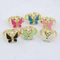RA1035 Fashion Multi Colored Enamel butterfly Women Everyday Ring Trendy Brass Ladies Ring