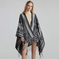 Cashmere Feel Winter Warm Ponchos and Capes for Women Foulard Femme Shawls and Wraps Stripped Pashmina Female Bufanda Mujer