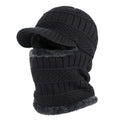 Men's Winter Wool Beanie Hat Windproof Knitted Pullover with Earflap Neck Cover Plaid Pattern Digital Printing for Travel