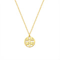 Chinese New Style 18K Gold Plated Stainless Steel Necklace With Text for Women