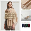 Trend Luxury Soft Faux Cashmere Scarf Women Solid Winter Pashmina Shawl Wrap Thick Warm Tassel Scarf for Christmas Gift