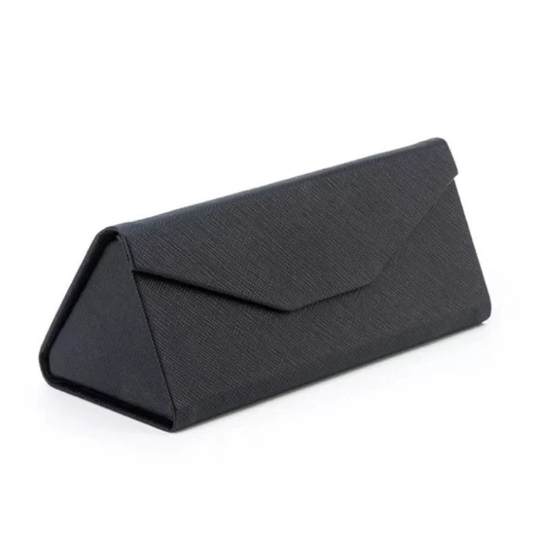 PU Leather Eyeglasses Organizer Slim Glasses Box Collapsible Sunglasses Case Black