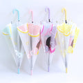 Kids Umbrella Frosted Cartoon Cute Fruit Pattern Printed Straight Handle Student Children Semi Automatic Transparent Umbrella