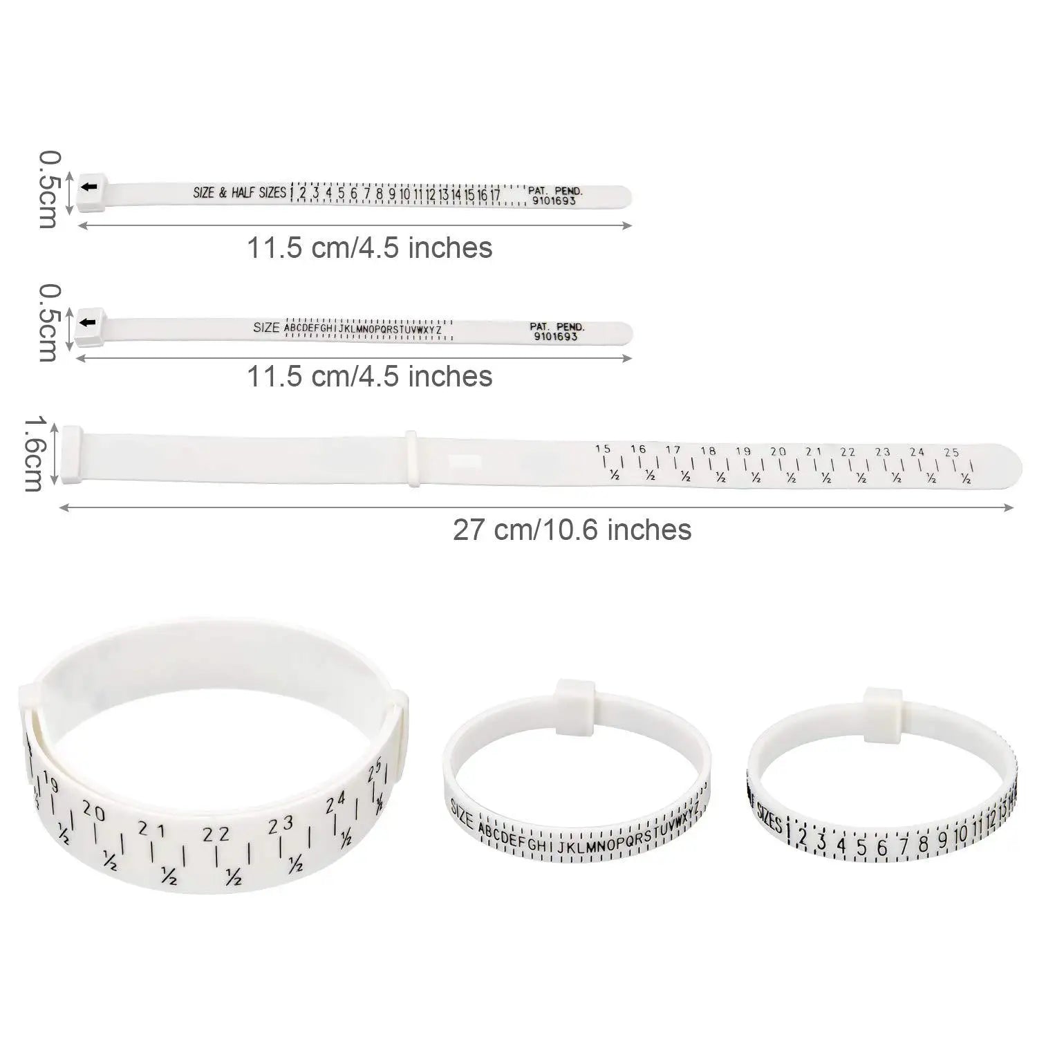 Hongjia HJ-RG-002 Eco Friendly PVC Bracelet Ring Sizer Inch Wrist Size Measuring Tool