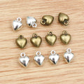 30pcs 9x7mm Antique Silver Plated Bronze Heart Handmade Charms Pendant:DIY Jewelry Findings for Bracelet Necklace