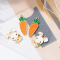 Diy Enamel Rabbit Bunny Carrot Earrings Necklace Clothes Bag Shoes Metal Parts Accessories Charm Pendant for Jewelry Making
