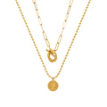 Trendy 18K Gold Plated Stainless Steel OT Buckle Double Clavicle Necklace for Women Daily Wear Party Gift Casual Matching