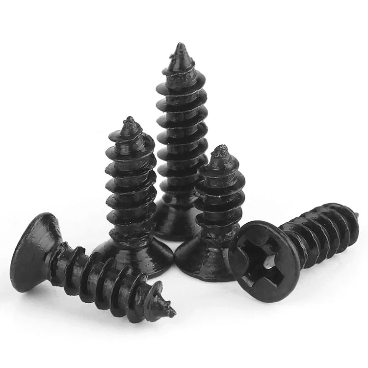 M1.7 M1.8 M2 M2.3 M2.5 M2.6 M2.8 M3 M3.5 M4 M5 Micro Black Zinc Steel Sheet Metal Phillips Flat Head Wood Self Tapping Screws