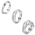 Simple 925 Sterling Double Triple Quintuple Smooth Finger Knuckle Ring Fidget Relief Interlocked Pinky Silver Interlocking Rings