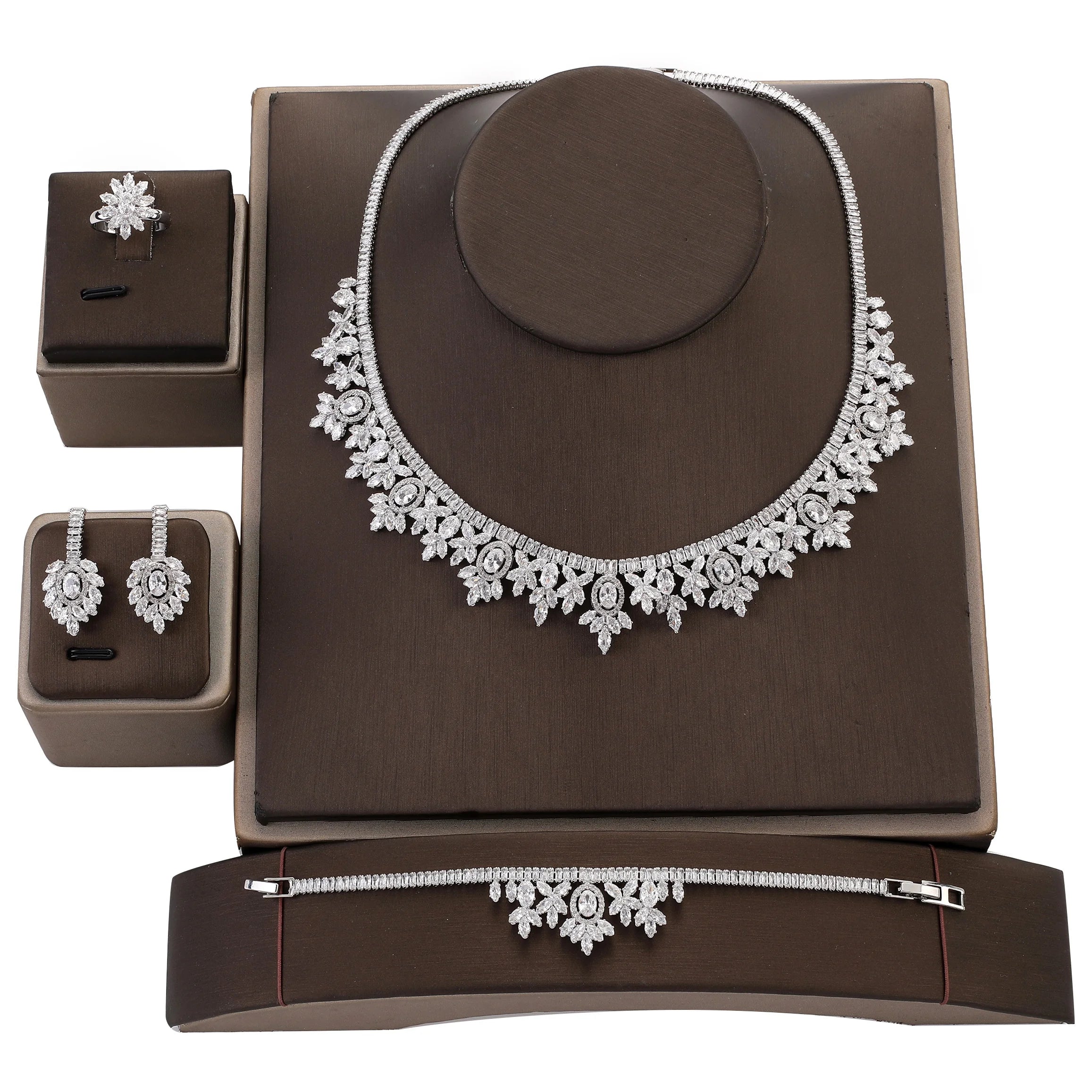 Jewelry Set Fashion Luxury Zirconia Necklace Bracelet Earrings Ring Wedding 4pcs Jewelry Sets Exquisite Set BN8064 Bisuteria