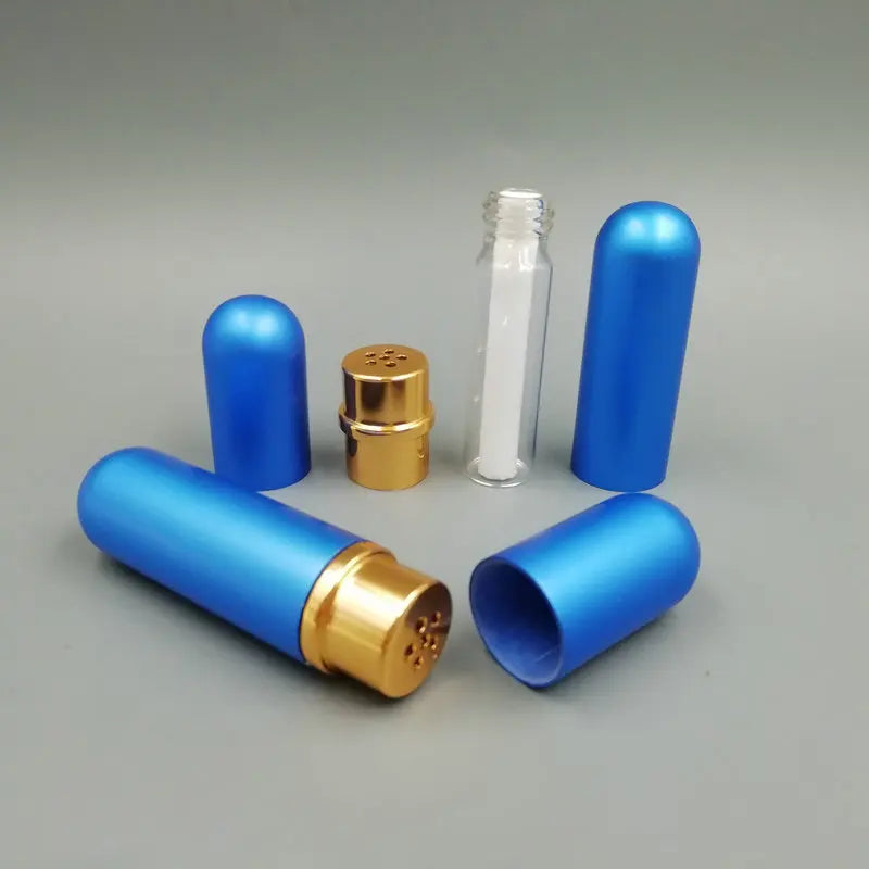 Refillable Aromatherapy Blank Aluminum Tubes Empty Metal Nasal Inhalers for Essential Oils with Replacement Wicks