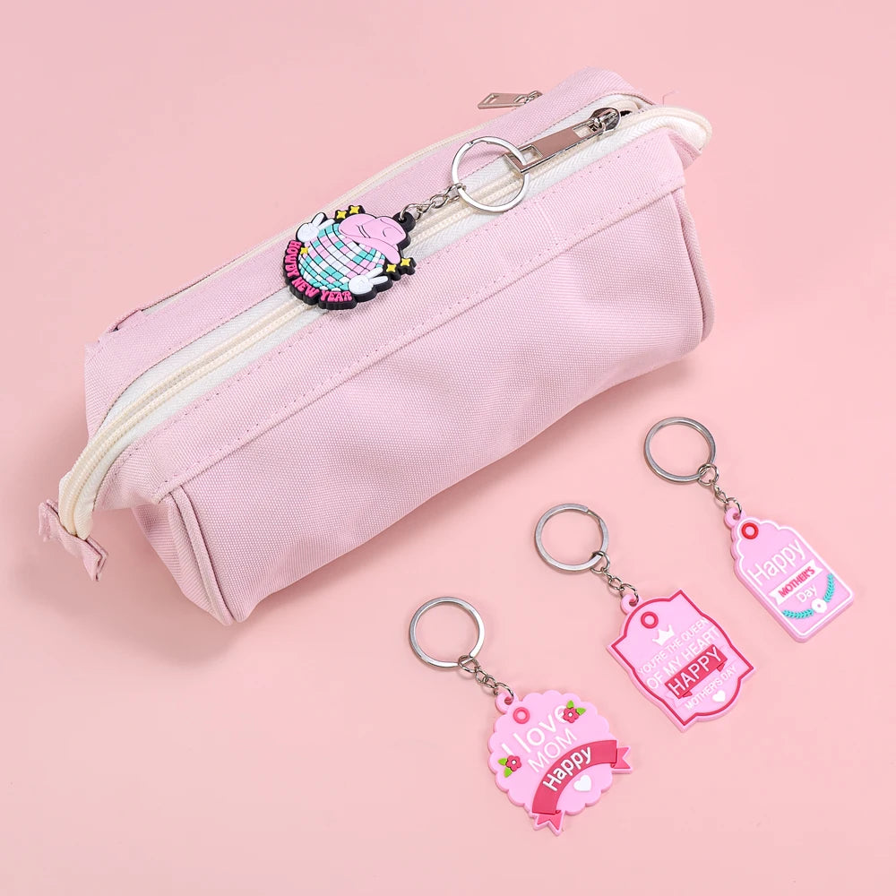 Wholesale Cartoon Pink Soft PVC Carabiner Keychain for Ladies-Promotional Gifts & Multi-Use