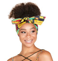 customize logo Africa Print Wide Tie Bow Knot Headband Yoka Head Wrap Head Turban with Satin Lined