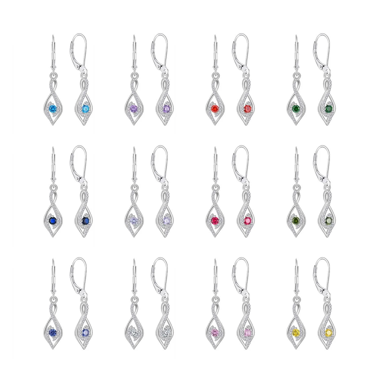 QINGXIN 925 Sterling Silver Mother's Day Gift Party Jewellery Luxury Zircon Gemstone Hoop & Huggie Drop Earrings Women