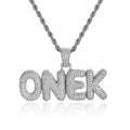 Qiuhan Hip Hop Men Copper Inset Zircon Trumpet Bubble Custom Name Splicing Combination Pendant Necklace