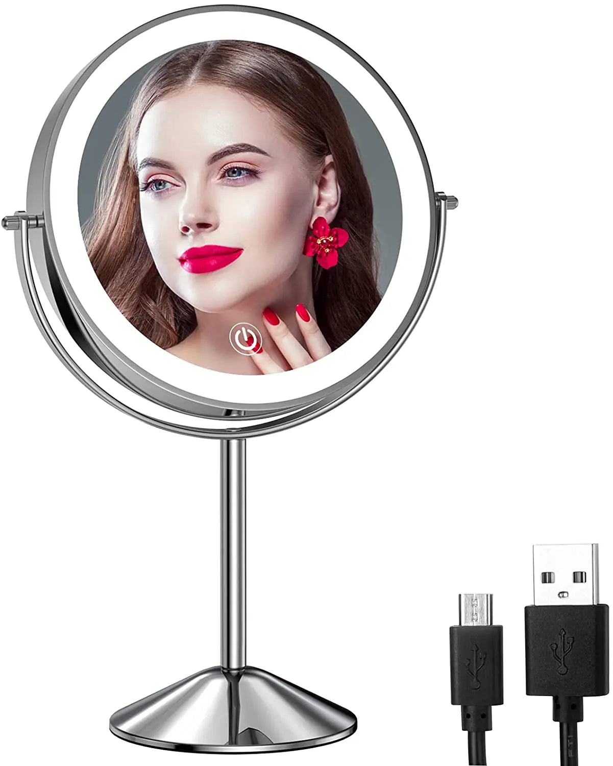 Hot-selling Wholesale Portable Desktop Wireless USB Charging Cosmetic Vanity Lighted Makeup Mirror