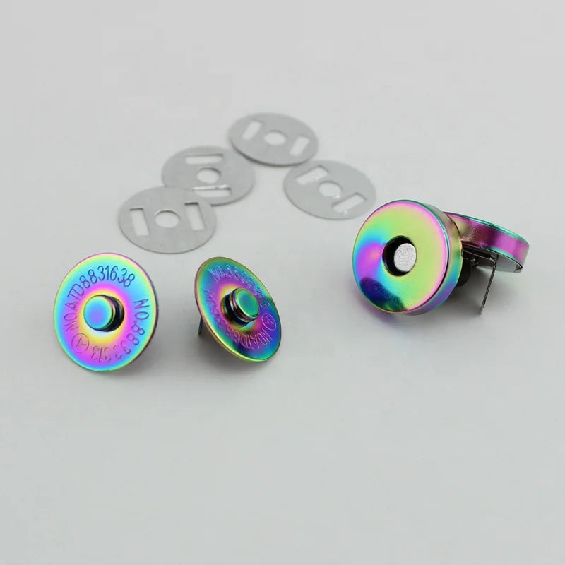 Nolvo World 18*4mm 3/4" Rainbow Metal  Magnetic Snap Fasteners Clasps Button for Handbags  Leather Parts Accessories