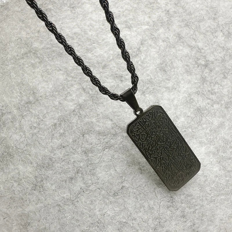 Inspire Jewelry Islamic Jewelry Double Sides Arabic Calligraphy Islamic Tags Necklace Fashion Jewelry Unisex for Eid