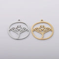 Circular Hollow Retro Ruyi Mirror Stainless Steel DIY Customizable Engraved Pendant Accessory