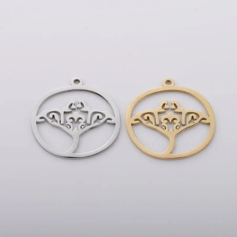 Circular Hollow Retro Ruyi Mirror Stainless Steel DIY Customizable Engraved Pendant Accessory