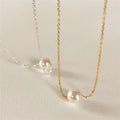 Daily Wear 925 Sterling Silver Gold and Silver Round Pearl Charm Necklace