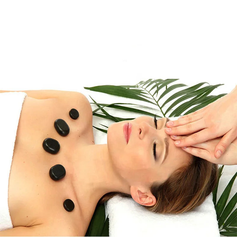 Professional Hot Stone for Spa 28pcs Black Hot Stone Massage Set with Heater Face Gua Sha Body Therapy Hot Stone Massage Set